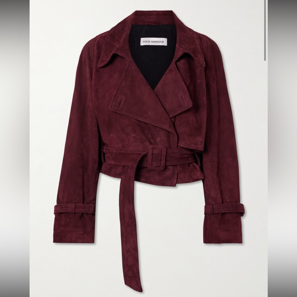 Nour Hammour Hatti Burgundy Suede Jacket